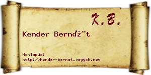 Kender Bernát névjegykártya